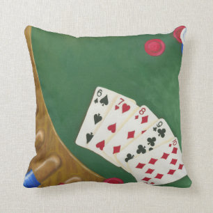 Coussin Main de poker de gain six à Dix