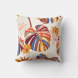 Coussin Main florale tropicale brillante tirée