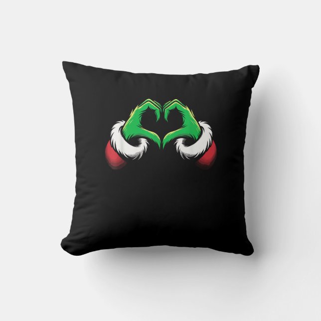 Coussin Mains de coeur amusantes Noël (Recto)