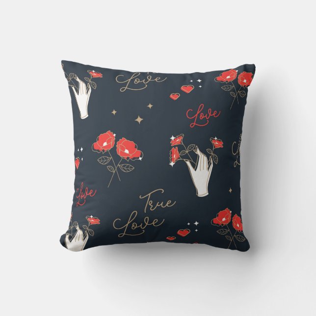 Coussin Mains et fleurs d'amour véritables (Recto)
