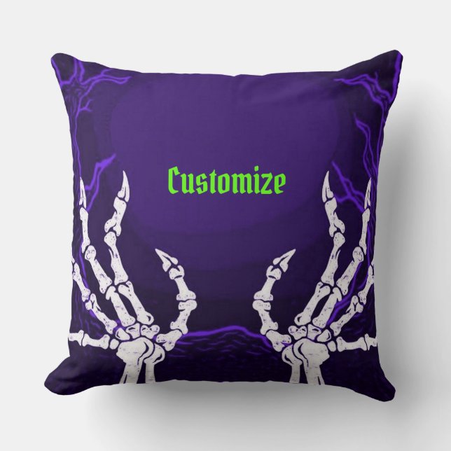 Coussin Mains pourpres de squelette (Recto)