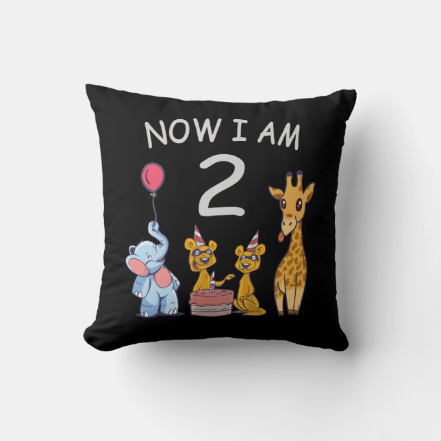 Coussin Maintenant, j'ai 2 ans 2e anniversaire au Zoo (Recto)