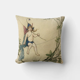 Coussin Mais Puck était assis sur un fil d'araignée