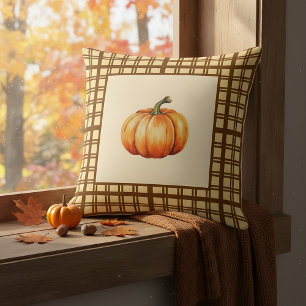 Coussin Maison de ferme rustique Citrouille Marron Cottage