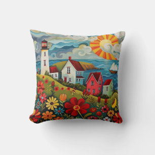Coussin Maison de lumière florale couleur Whimsical