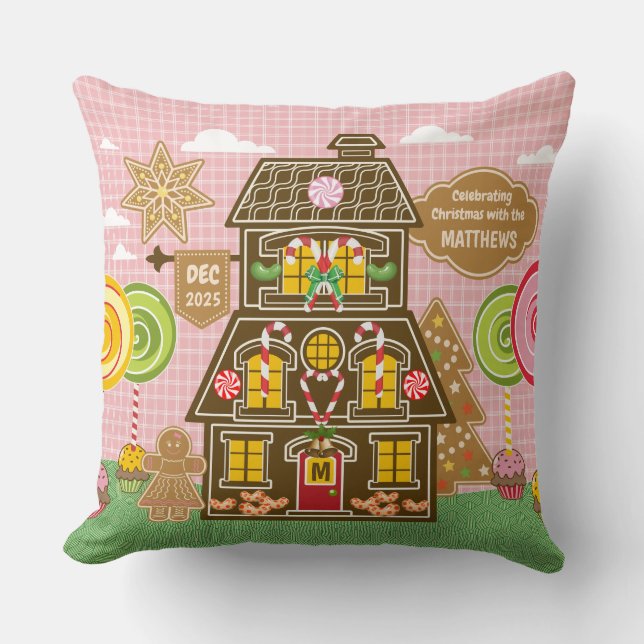 Coussin Maison de pain d'épice de Noël Cookie Candy Lollip (Recto)