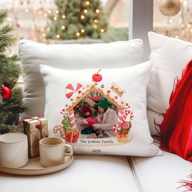 Coussin Maison de pain d'épice Photo de Noël (Créateur téléchargé)