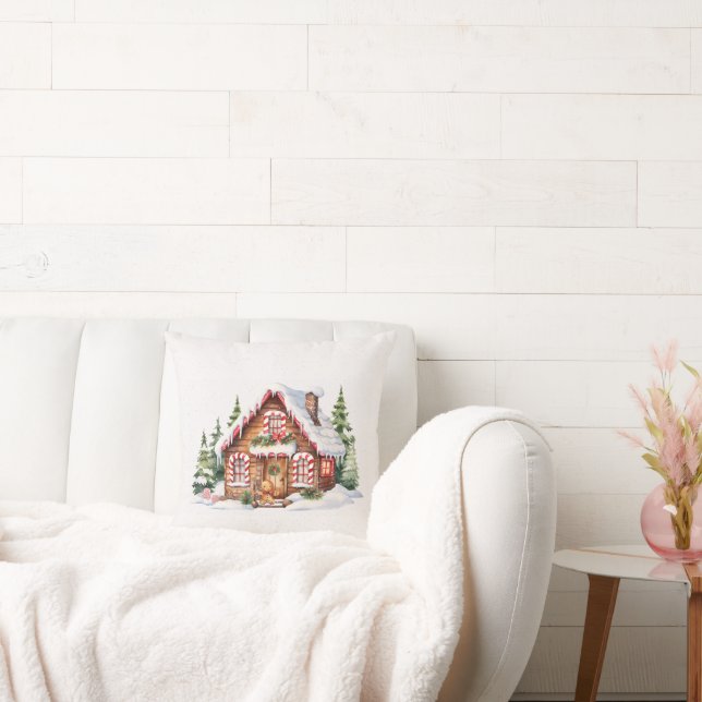 Coussin Maison de pain d'épices de Noël dans les flocons d (Canapé)
