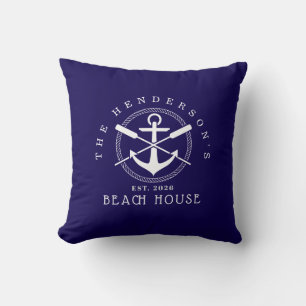 Coussin Maison de plage Ancre nautique Bleu décoration Va