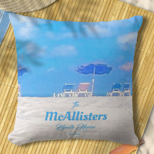 Coussin Maison de plage de la côte bleue personnalisée