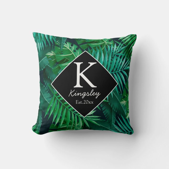 Coussin Maison de plage élégante aux feuilles tropicales n (Recto)