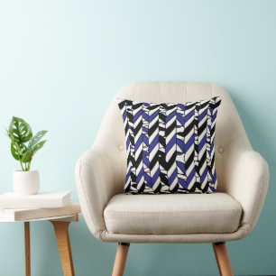 Coussin Maison de plage nautique bleu blanc prépa