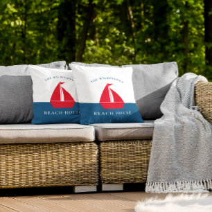 Coussin Maison de plage nautique d'été personnalisée