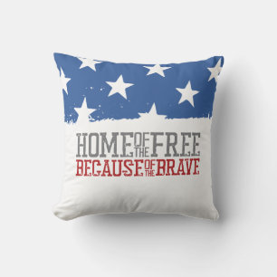 Coussin Maison des libres grâce aux braves drapeau américa