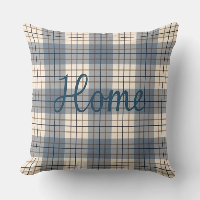Coussin Maison et bonbon sur la crème de brun de bleus de (Recto)