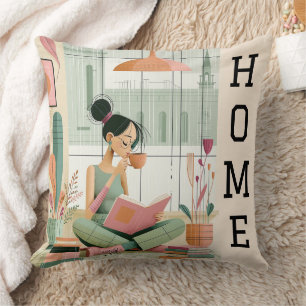 Coussin Maison Fille Cozy Lecture Livre Moderne Milieu de