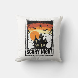 Coussin Maison hantée de nuit effrayante Chemise vintage H