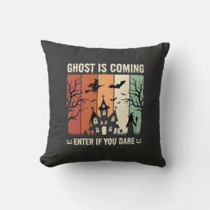 Coussin Maison Hantée Fantôme d'Halloween Arrive