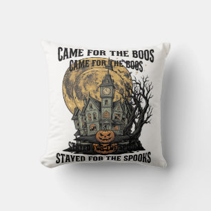 Coussin Maison Hantée Halloween Gravure Vintage T Spooky