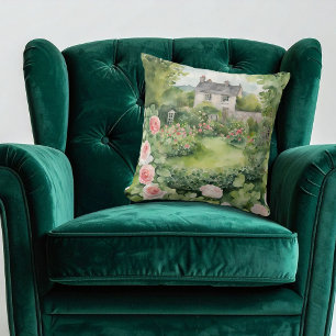 Coussin Maison Irlandaise de Saint-Patrick à l'aquarelle e