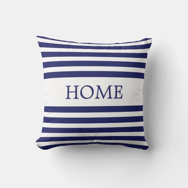 Coussin Maison nautique sur Bleu & Blanc rayé (Recto)