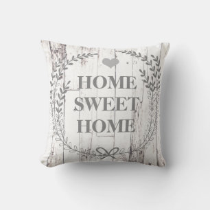 Coussin Maison Rustique en Bois Blanc Maison Douce Maison