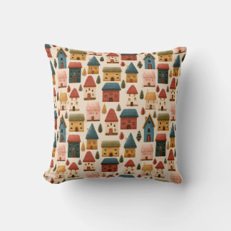 Coussin Maisons de Noël rustiques festives motif sans cout