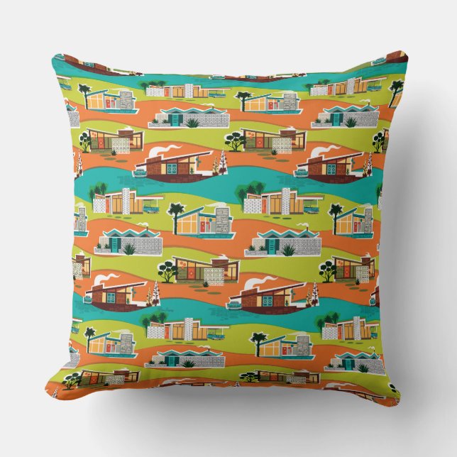 Coussin Maisons Modernes Du Milieu Du Siècle Jeter Oreille (Recto)
