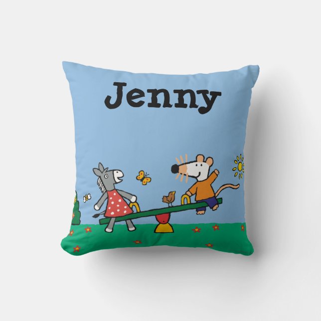 Coussin Maisy et bascule pointillée au terrain de jeu (Recto)