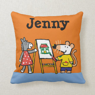 Coussin Maisy et peinture pointillée à l'école maternelle