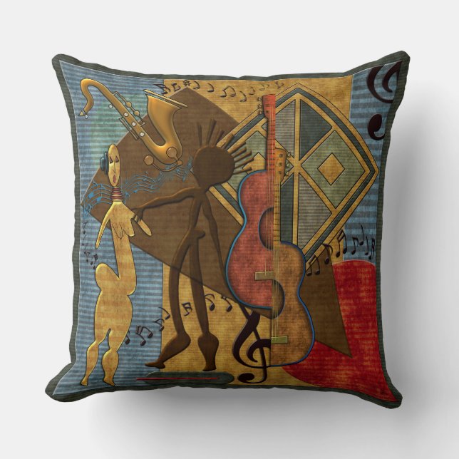 Coussin Maîtres de Scat (série pinte de jazz. 6 (Recto)