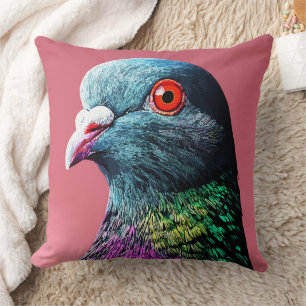 Coussin Majesté Royale de Pigeon Portrait Réaliste et Viva