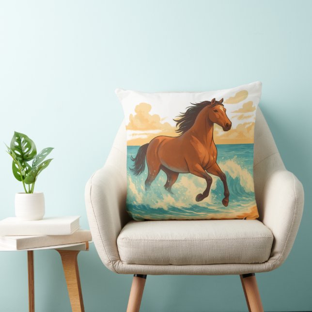 Coussin Majestic Horse Rising from the Sea Power and Free (Chaise)
