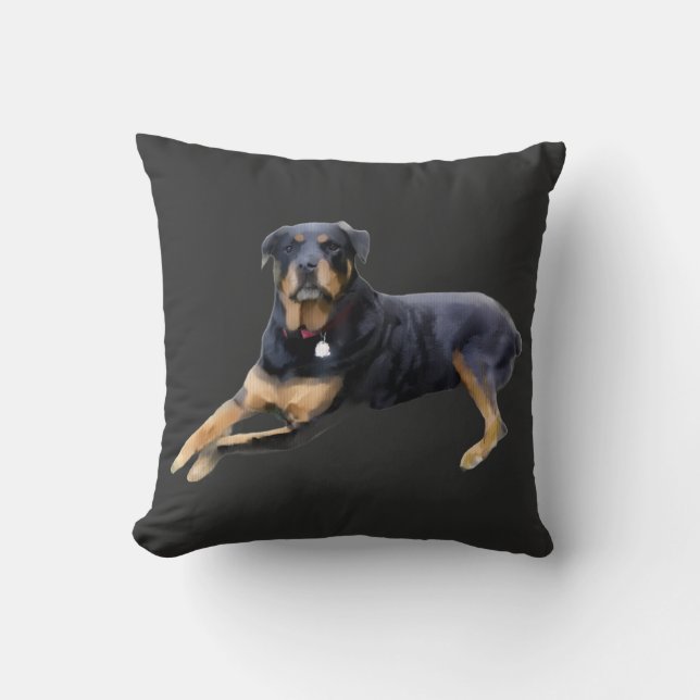 Coussin Majestic Rottweiler: Serenity in Strength (Recto)