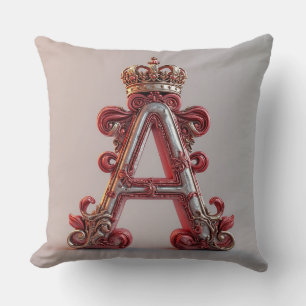 Coussin Majestueuse lettre ornée A avec couronne