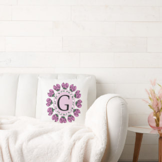 Coussin Majuscule G monogramme floral