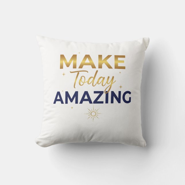 Coussin Make Today Amazing Gold Navy Sun Design (Recto)