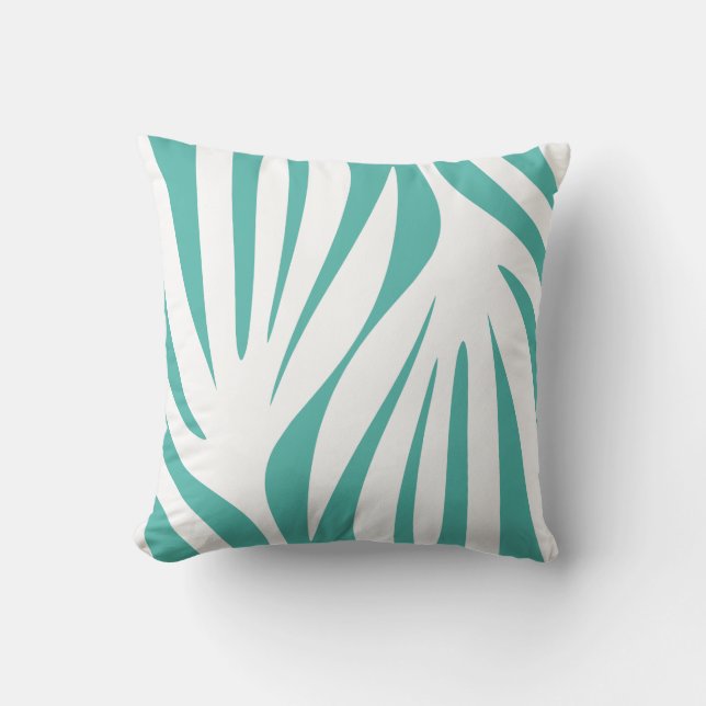 Coussin Maldives Abstrait minimaliste Motif Turquoise blan (Recto)