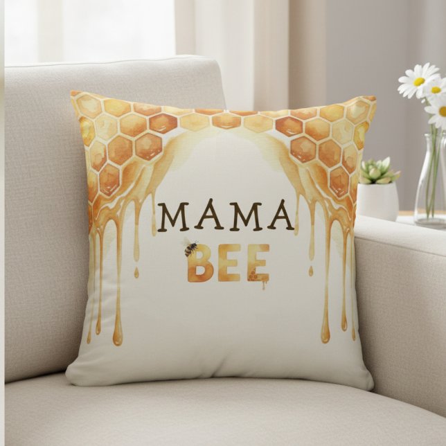 Coussin Mama Bee Nectar de Ruche Fête de Naissance (Mama Bee Honeycomb Honey Drip Baby Shower Throw Pillow
)