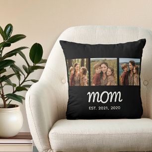 Coussin Maman a établi un script moderne noir 3 Photo