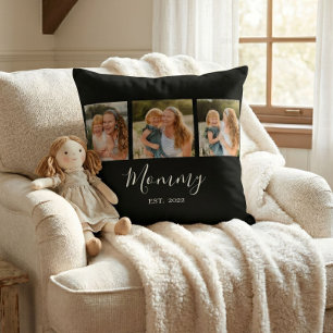 Coussin Maman a établi un script moderne noir 3 Photo