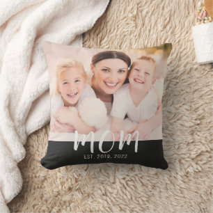 Coussin Maman a établi un script moderne noir photo