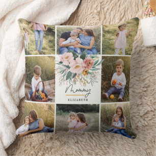 Coussin maman cadeau 8 photo rose girly belle florale thr