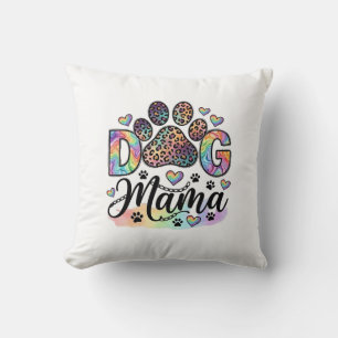 Coussin Maman Chien Patte Léopard Arc-en-ciel Aquarelle Cœ