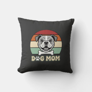 Coussin Maman Chien Rétro Bulldog Vectoriel