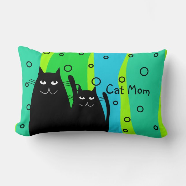 Coussin "maman d'art de chat noir de chat " (Recto)