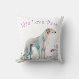 Coussin Maman de Borzoi Floral