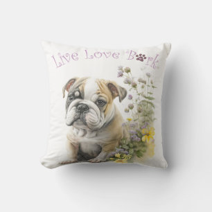 Coussin Maman de Bulldog Fleurie