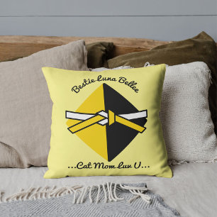 Coussin Maman de chat Bestie Citation d'amour personnalisé