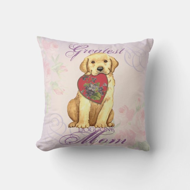 Coussin Maman du coeur du laboratoire jaune (Recto)